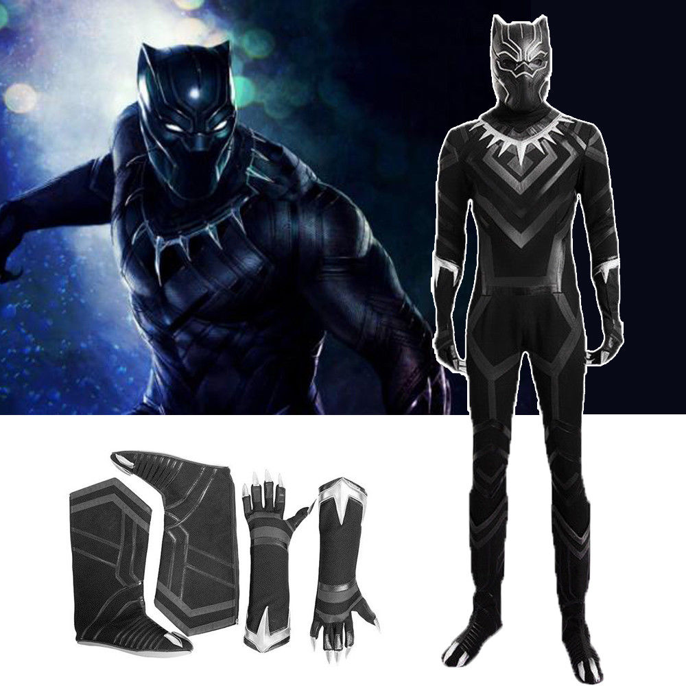 T'Challa Wakanda King Black Panther Cosplay Jumpsuit Outfit Adults Kids Costume